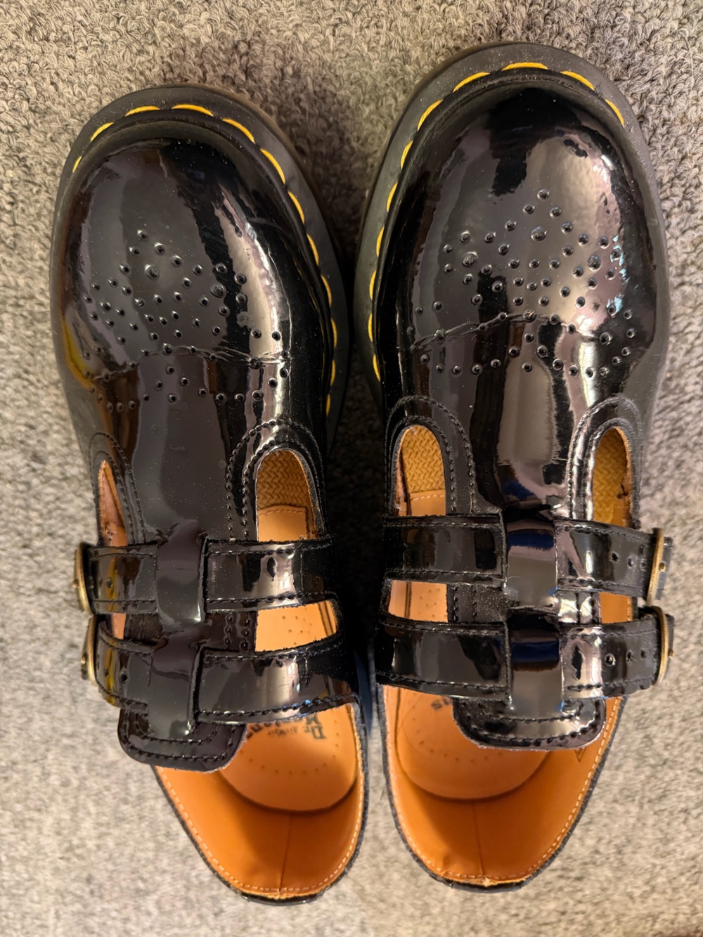 Dr. Martens Black Patent Leather Double-Strap Mary Jane Loafers